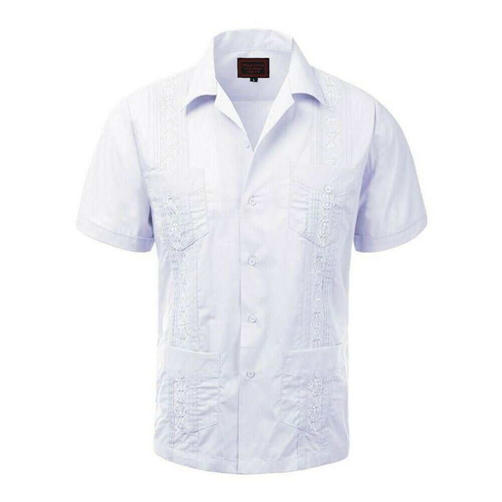 Guayabera Boys & Kids Cuban Beach Wedding Short Sleeve Button Up Shirt White
